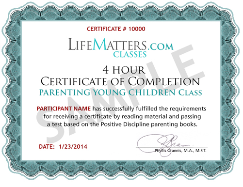 Quick Easy Court Ordered and Approved Parenting Classes   Certificate